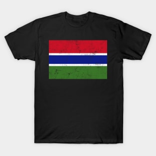 Gambia / Faded Vintage Style Flag Design T-Shirt